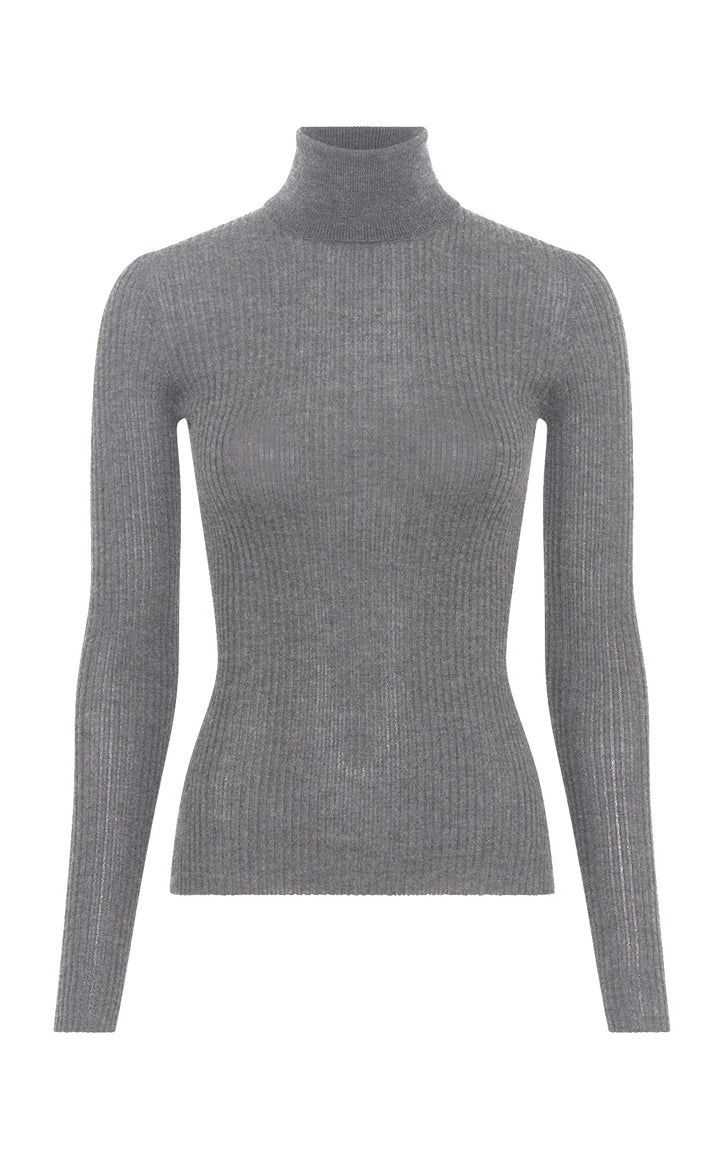 Peppe Knit Turtleneck in Smoke Cashmere Silk