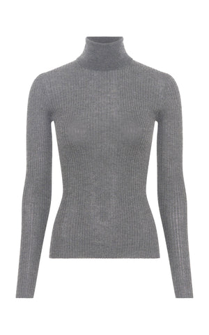 Peppe Knit Turtleneck in Smoke Cashmere Silk