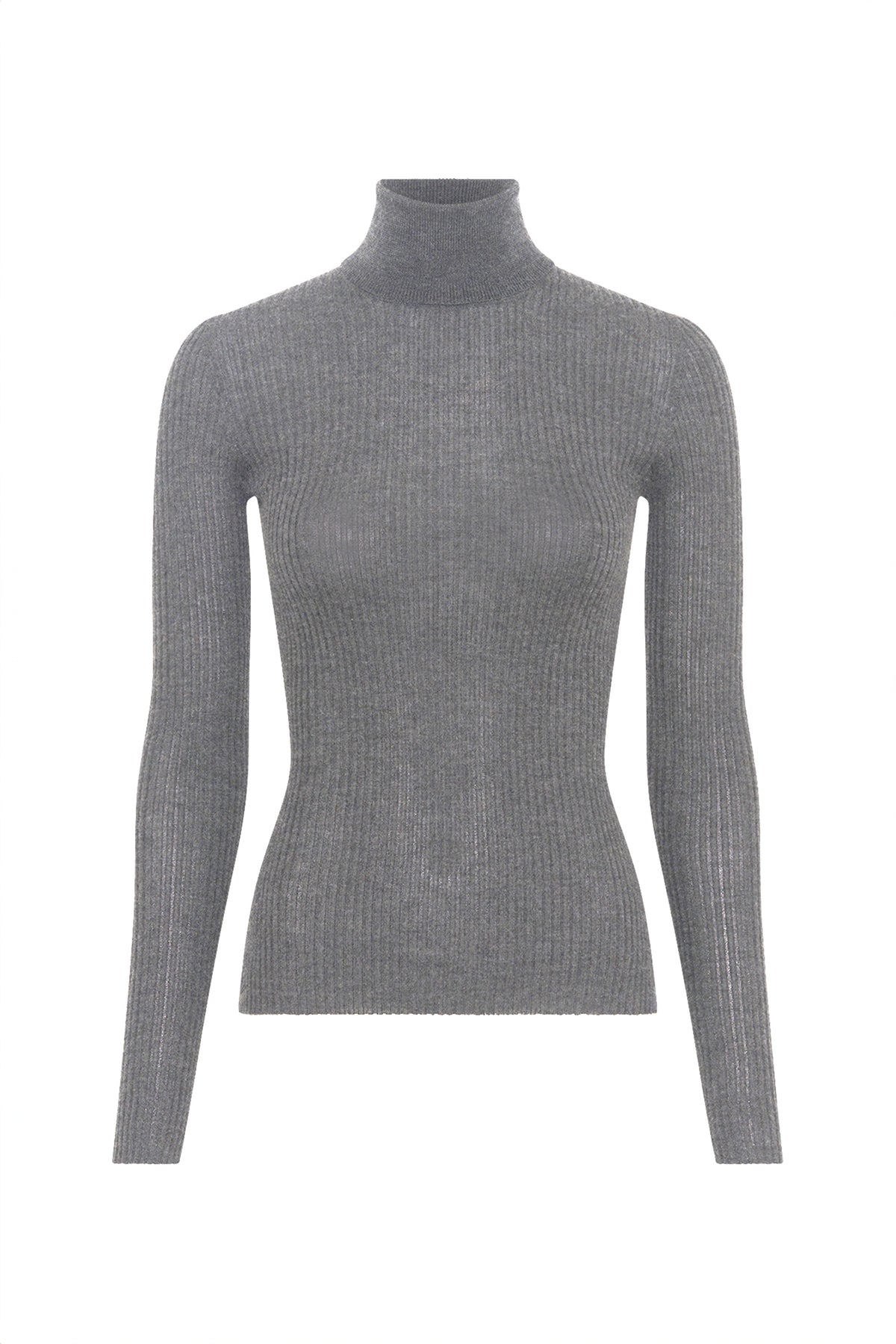 Peppe Knit Turtleneck in Smoke Cashmere Silk