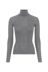 Peppe Knit Turtleneck in Smoke Cashmere Silk
