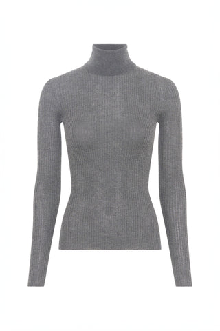 Peppe Knit Turtleneck in Smoke Cashmere Silk