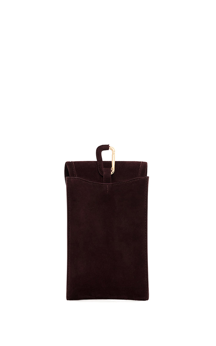 Sunglasses Pouch in Dark Brown Suede