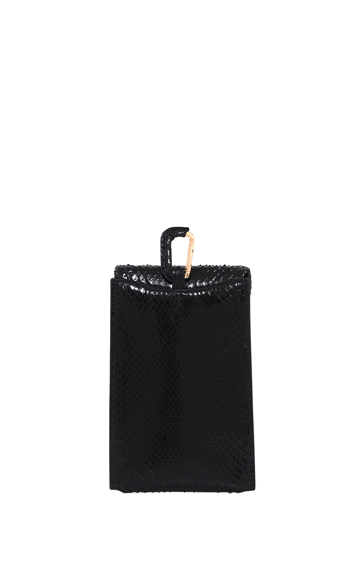 Medium Leonora Flap Bag in Black Snakeskin with Sunglasses Pouch