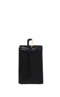 Medium Leonora Flap Bag in Black Snakeskin with Sunglasses Pouch