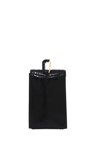 Black Snakeskin Lenora Sunglasses Pouch - Back View with Gold Clasp | Gabriela Hearst