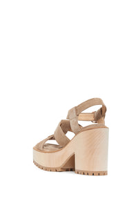 Hera Platform Sandal in Sand Suede