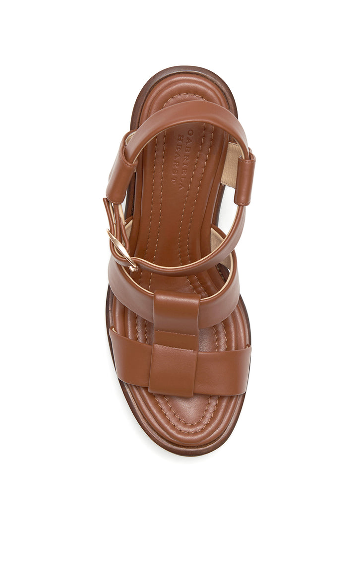 Hera Platform Sandal in Cognac Leather