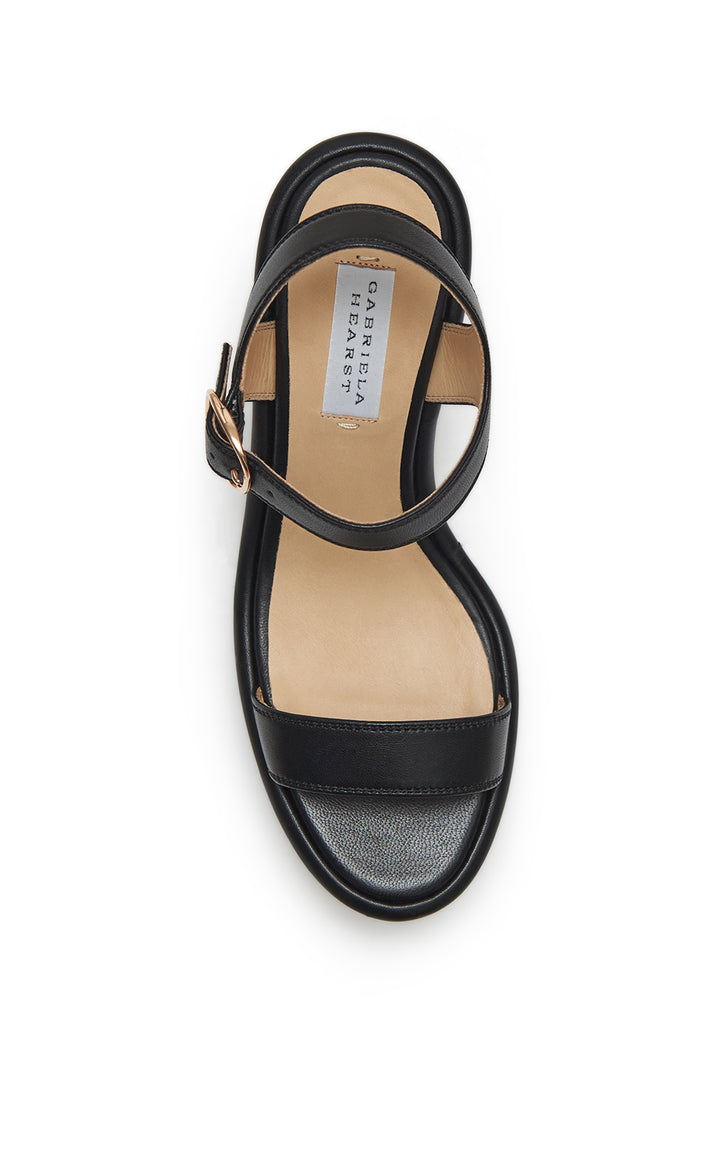 Hera Platform Sandal in Black Leather