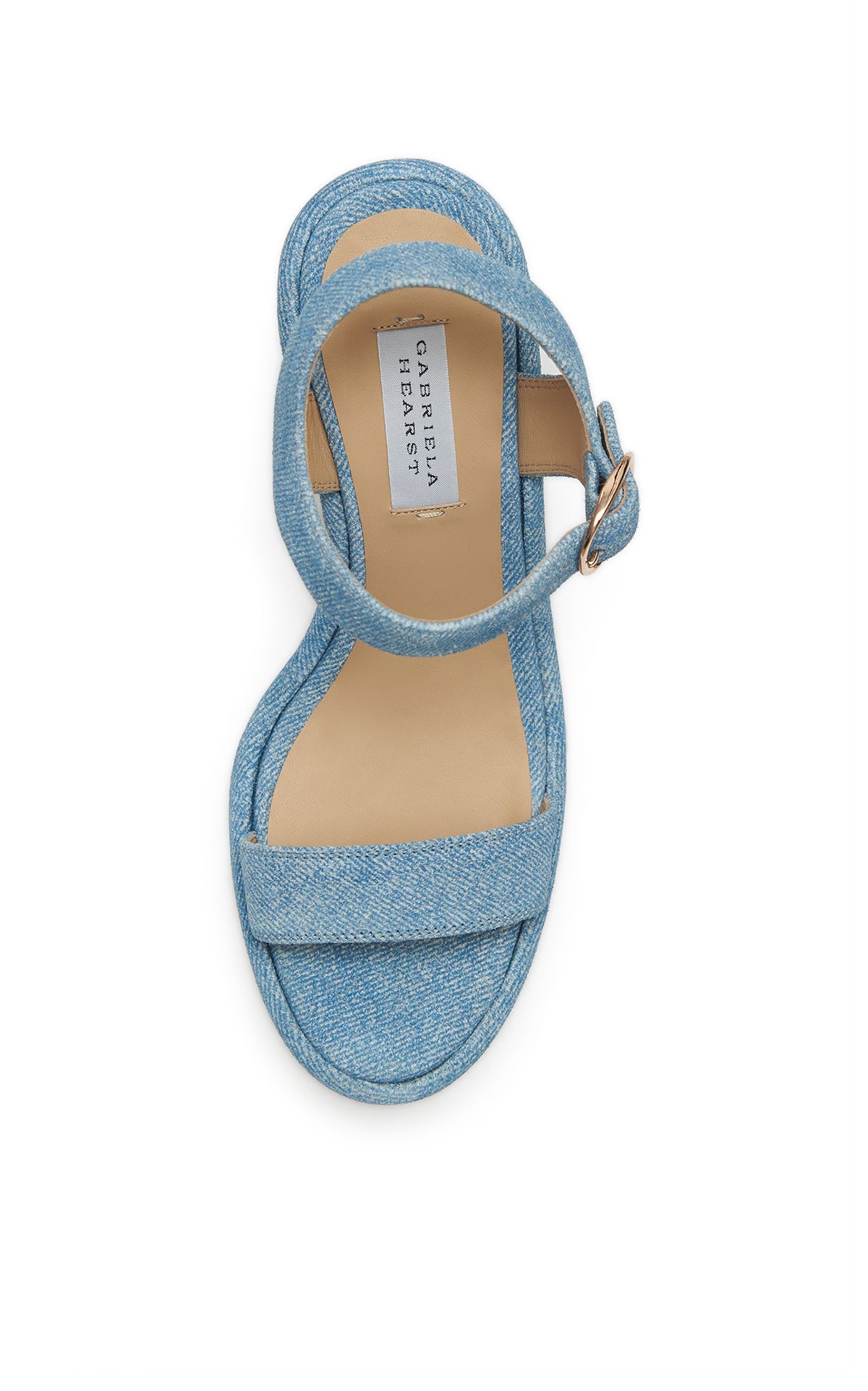 Iman Platform Sandal in Light Blue Suede Denim