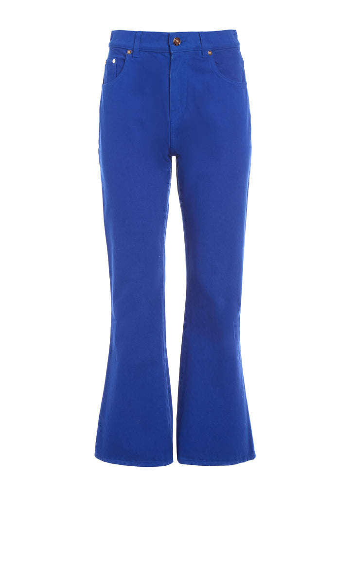 Ezra Bootcut Cropped Jean in Cobalt Recycled Cotton Denim