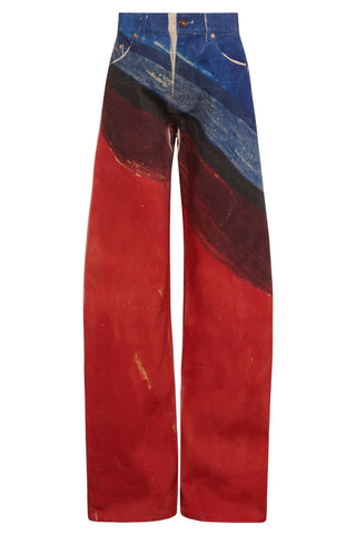 Multicolor Amoret Barrel-Leg Jeans in Printed Recycled Denim - Flat Lay | Gabriela Hearst