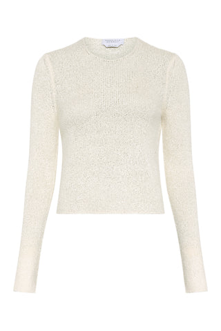 Off White Mulberry Silk Knit Sweater - Front View | Gabriela Hearst
