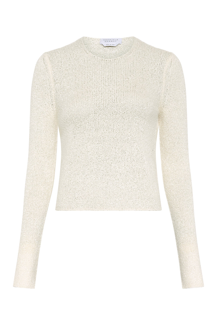 Praedics Knit Sweater in Off White Mulberry Silk