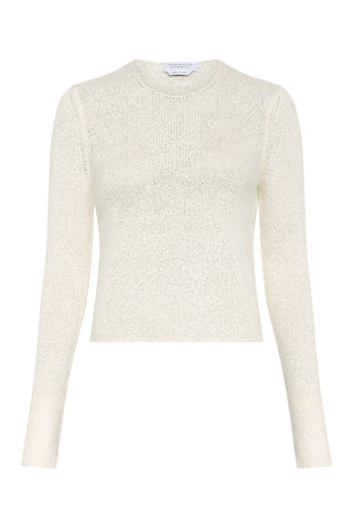 Praedics Knit Sweater in Off White Mulberry Silk