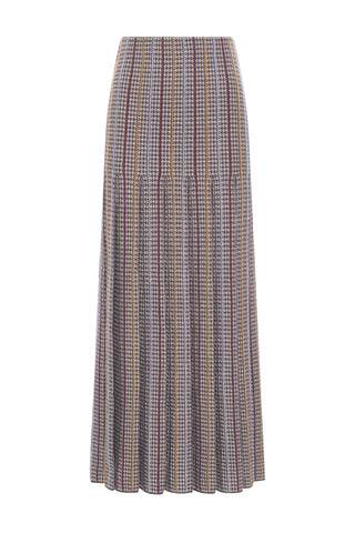Prism Knit Skirt in Camel Multi Cashmere Silk Houndstooth