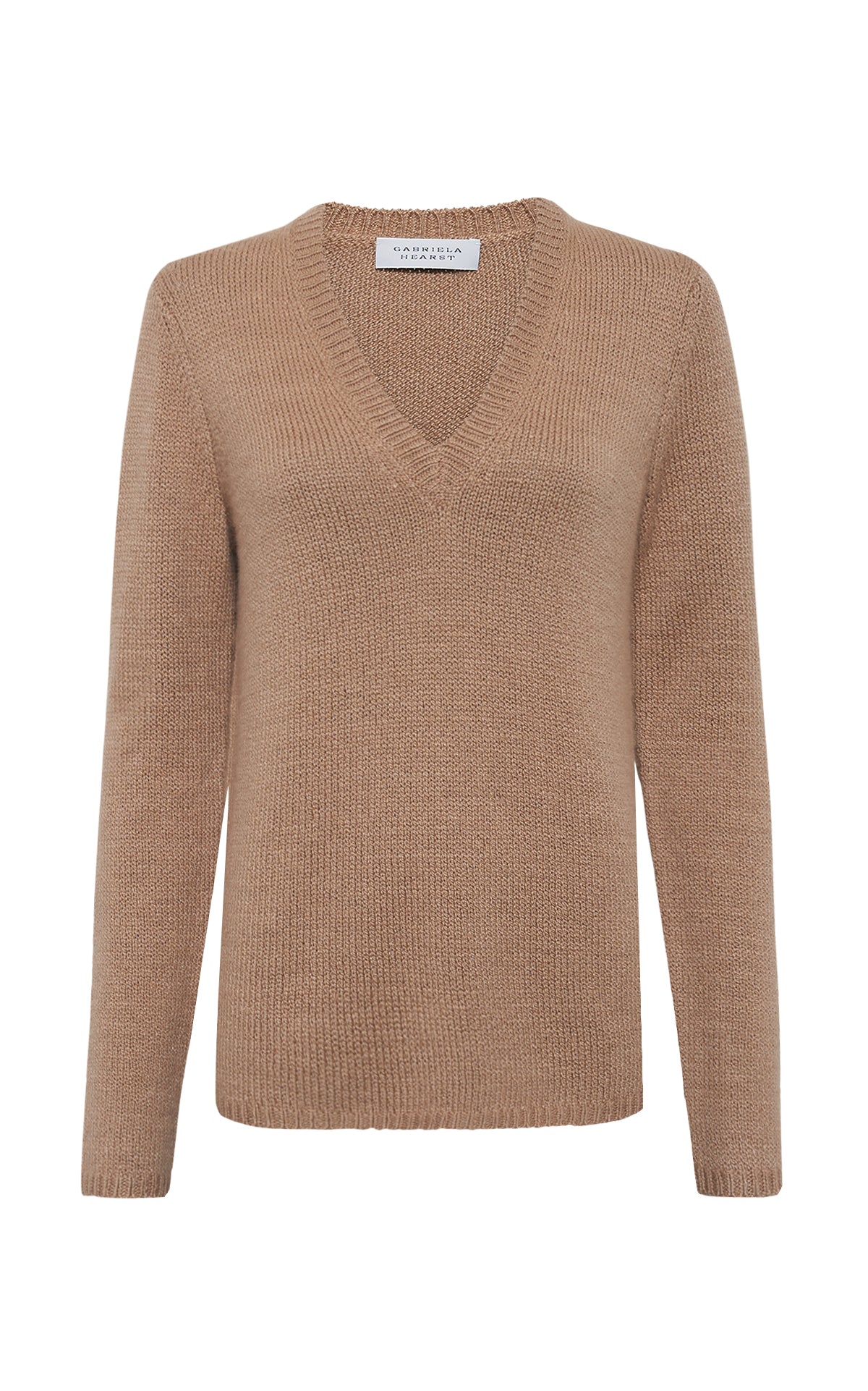 Vesper Knit V-Neck Sweater in Camel Cashmere