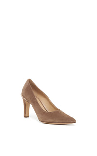 Edwina High Heel Stiletto Pump in Dark Sand Suede