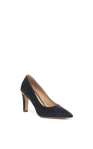 Charcoal Suede Edwina High Heel Pumps with Pointed Toe - Front Angle | Gabriela Hearst