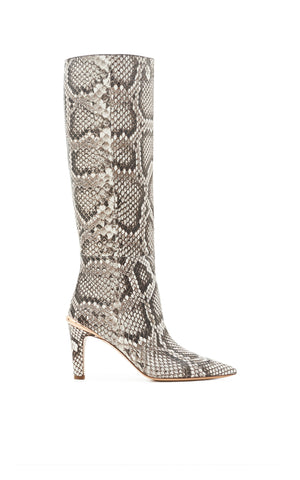 Aura High Heel Stiletto Tall Boot in Black & White Inversa™ Snakeskin