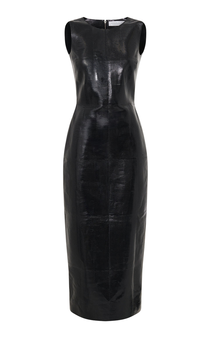 Cinta Dress in Black Textured Leather