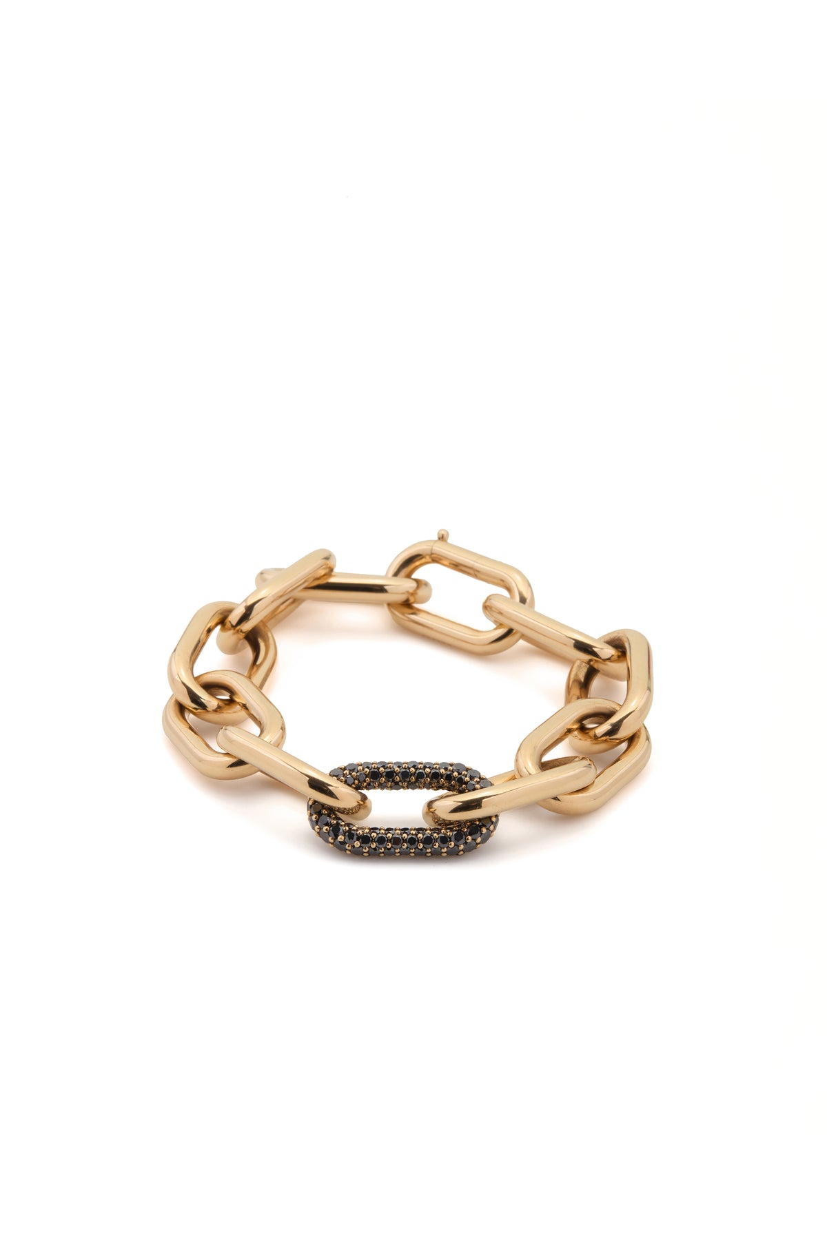 Pave Link Bracelet in 18K Yellow Gold & Black Diamonds (Classic Links)
