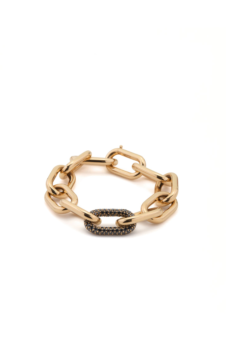 Pave Link Bracelet in 18K Yellow Gold & Black Diamonds (Classic Links)