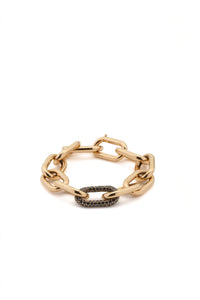 Pave Link Bracelet in 18K Yellow Gold & Black Diamonds (Classic Links)