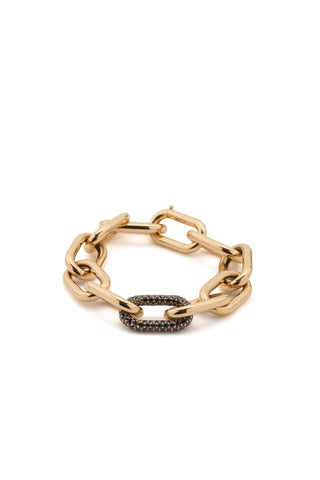 Pave Link Bracelet in 18K Yellow Gold & Black Diamonds (Classic Links)