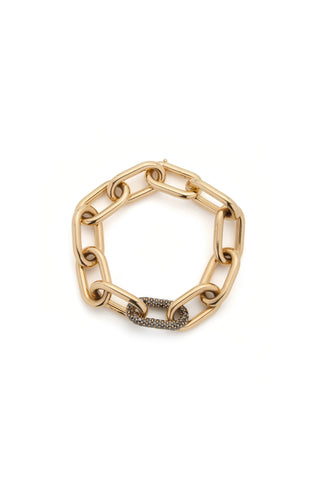 18K Yellow Gold Chain Link Bracelet with Black Diamond Pave - Angled View | Gabriela Hearst