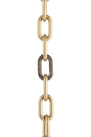 18K Yellow Gold Link Bracelet Black Diamond Pave Detail - Close-Up | Gabriela Hearst