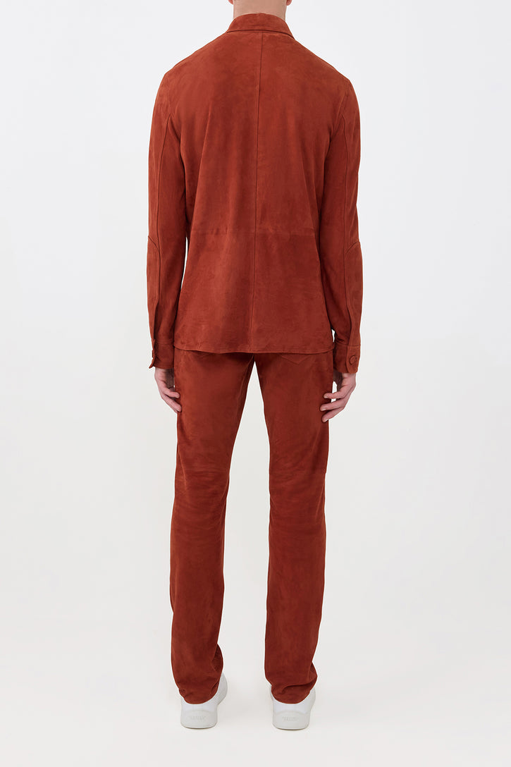 Lucas Overshirt in Rust Suede
