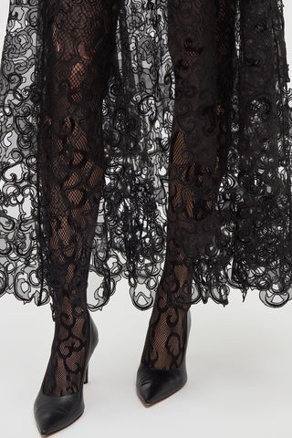Black Silk Organza Lace Dress - Textural Hemline Detail | Gabriela Hearst