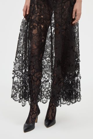 Black Silk Organza Lace Skirt Detail - Hemline Close-Up | Gabriela Hearst