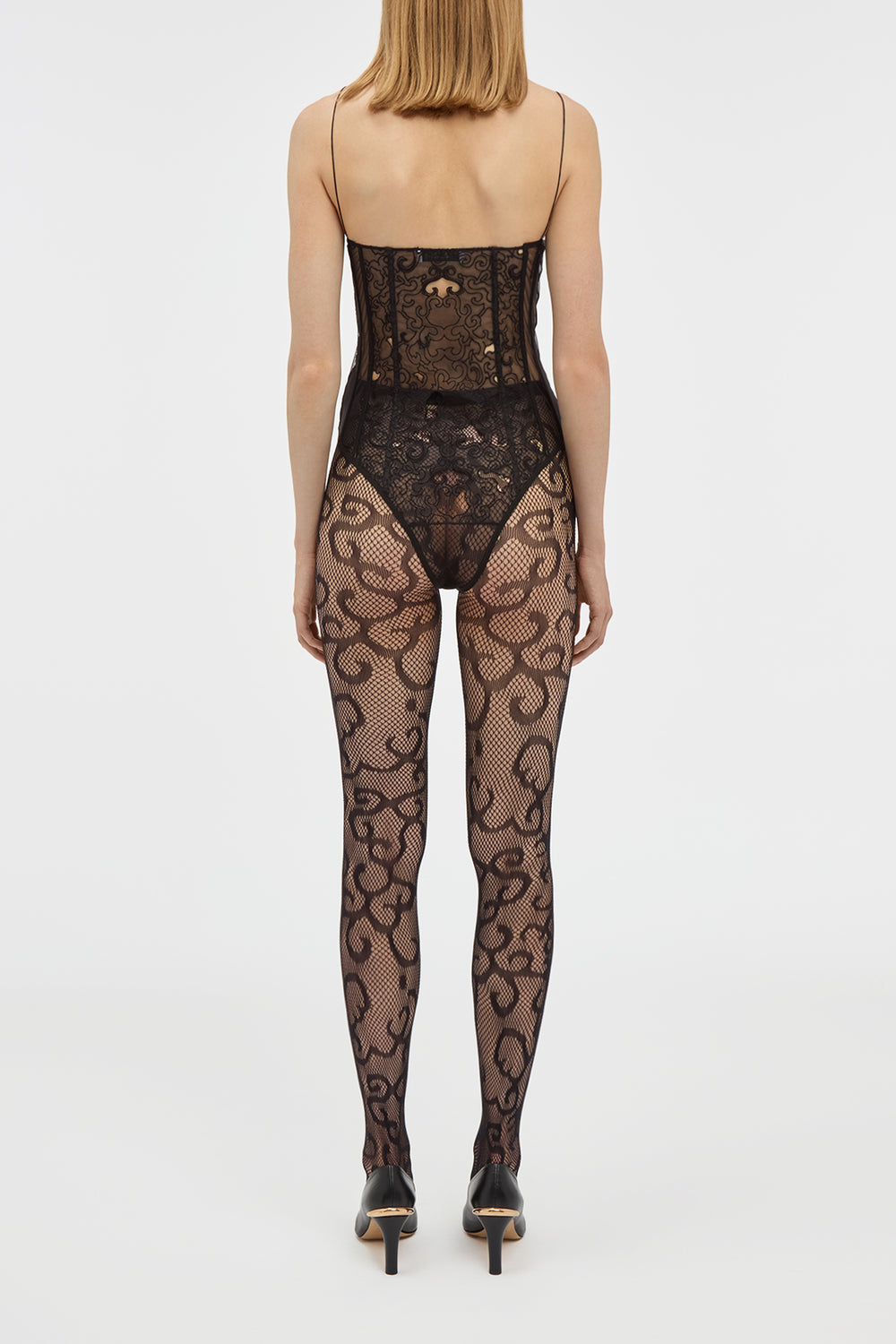 Chorley Tights in Black Recycled Polyester Lace