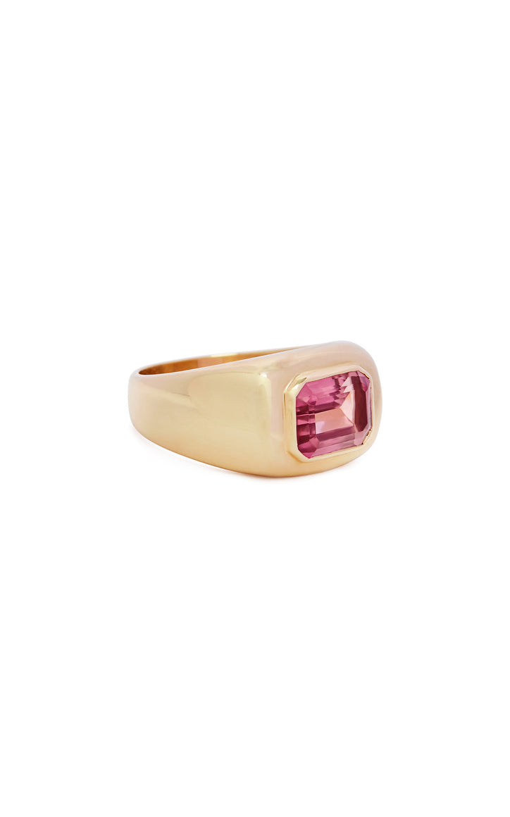 Large Ring in 18K Yellow Gold & Tourmaline Stone
