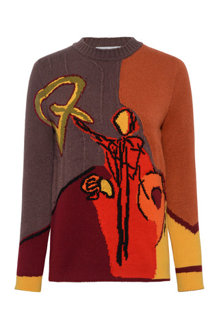 Arcana Knit Sweater in Fire Multi Cashmere