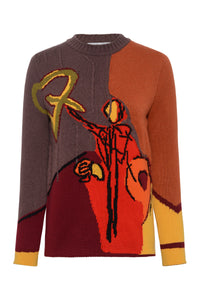Arcana Knit Crewneck in Fire Multi Cashmere