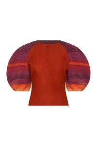 Elira Top in Antelope Orange Linen Twill