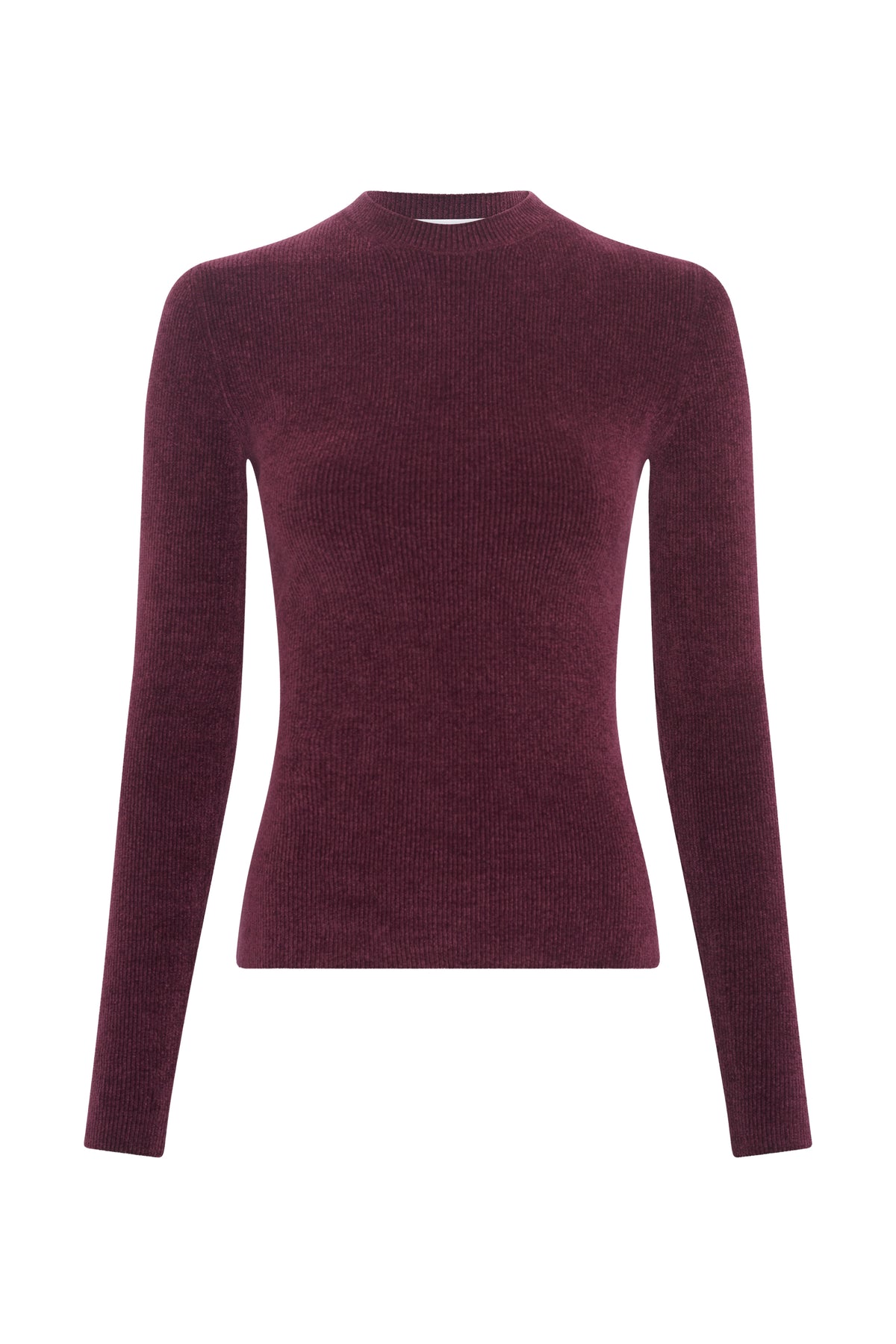 Regent Knit Crewneck Sweater in Plum Silk