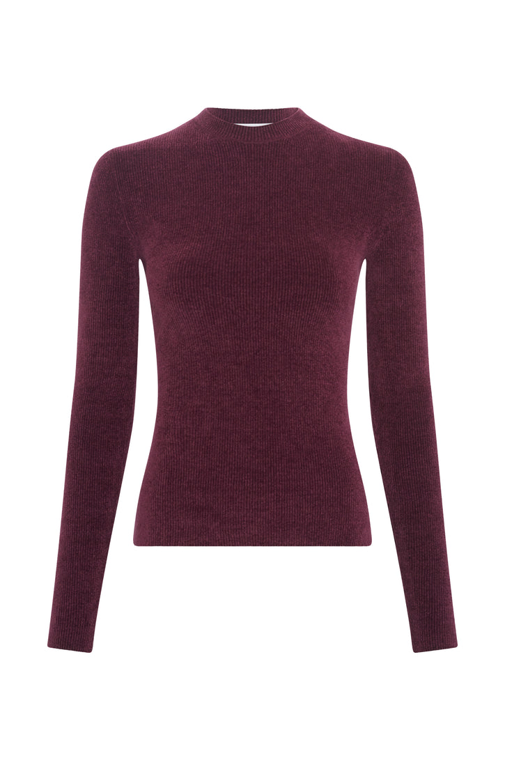 Regent Knit Crewneck in Plum Silk