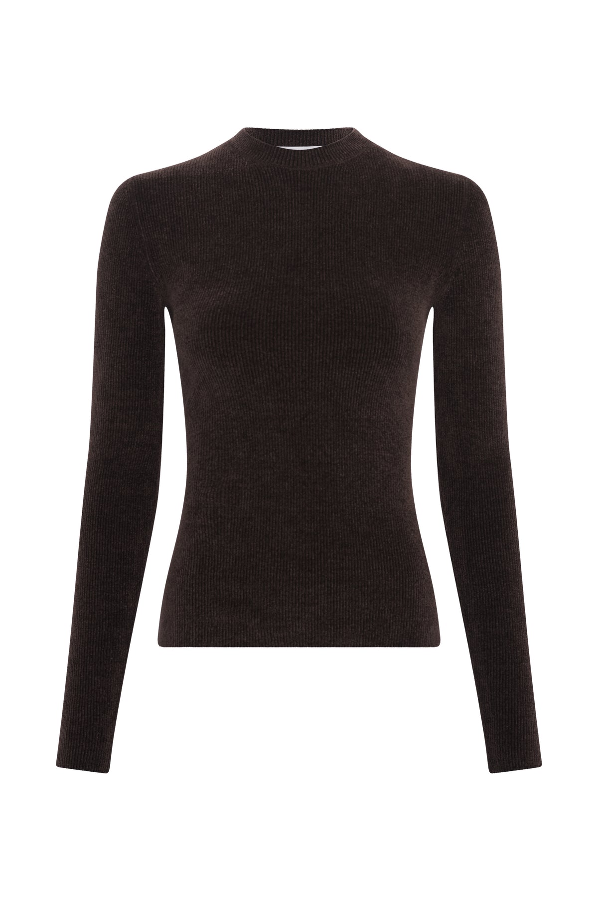 Regent Knit Crewneck Sweater in Chocolate Silk