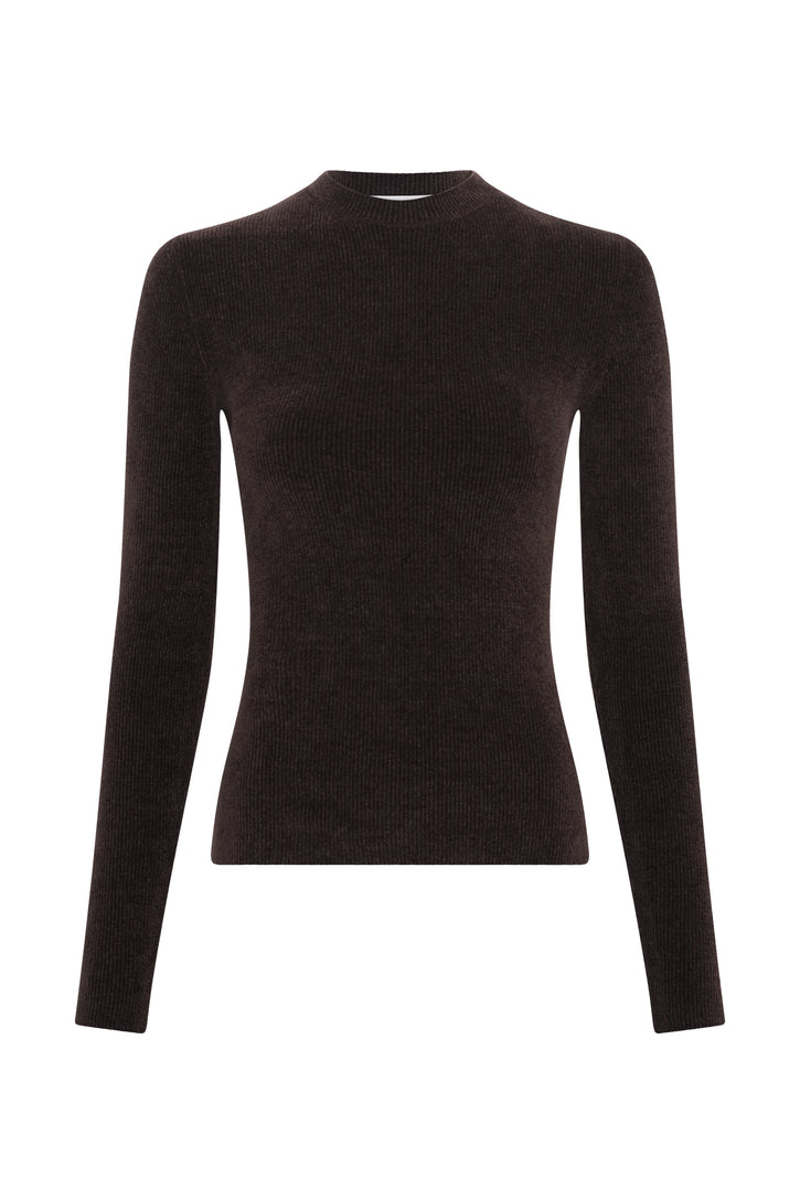 Regent Knit Sweater in Chocolate Silk