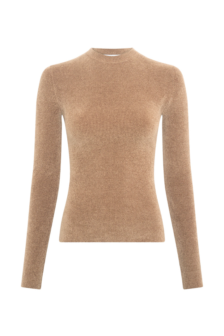Regent Knit Sweater in Camel Silk