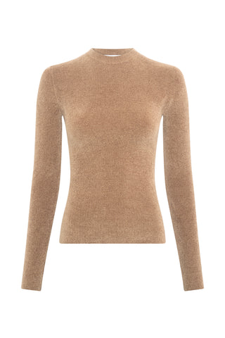 Regent Knit Sweater in Camel Silk
