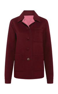 Ulu Reversible Chore Jacket in Bordeaux & Fuchsia Double-Face Recycled Cashmere