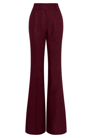 Bordeaux Linen Rhein Flare Pant - Flat Lay Front View | Gabriela Hearst