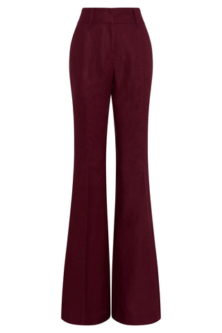 Rhein Flare Pant in Bordeaux Linen Twill