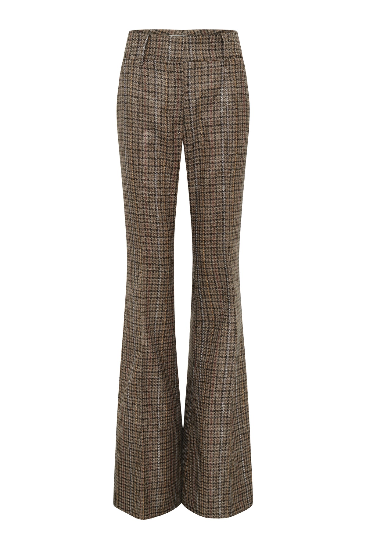 Rhein Pant in Camel Multi Wool Silk Houndstooth