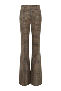 Rhein Pant in Camel Multi Wool Silk Houndstooth