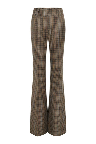 Rhein Pant in Camel Multi Wool Silk Houndstooth